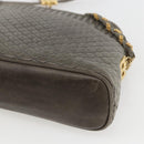 BALLY Shoulder Bag Leather Gray Gold Auth 151768-12