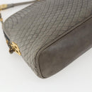 BALLY Shoulder Bag Leather Gray Gold Auth 151768-13