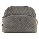 BALLY Shoulder Bag Leather Gray Gold Auth 151768-2