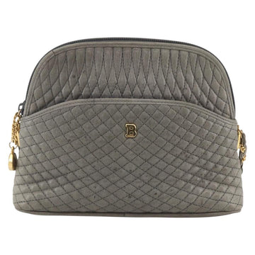 BALLY Shoulder Bag Leather Gray Gold Auth 151768 - 0