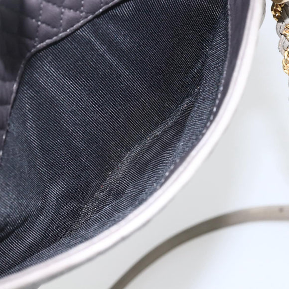 BALLY Shoulder Bag Leather Gray Gold Auth 151768