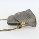 BALLY Shoulder Bag Leather Gray Gold Auth 151768-4
