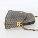 BALLY Shoulder Bag Leather Gray Gold Auth 151768-5