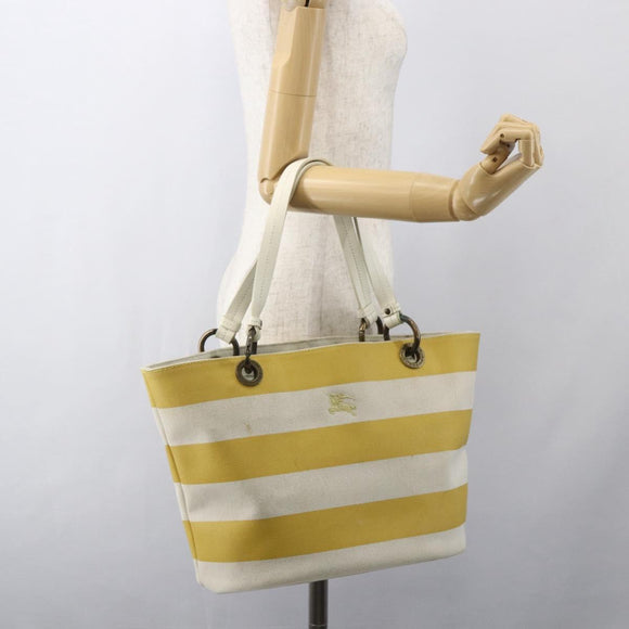BURBERRY Blue Label Tote Bag Canvas Yellow Auth 151770