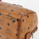 MCM Logogram Vicetos Mini Boston Bag PVC Leather Brown Gold Auth 151771-12