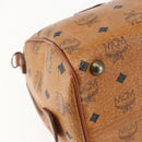 MCM Logogram Vicetos Mini Boston Bag PVC Leather Brown Gold Auth 151771-13