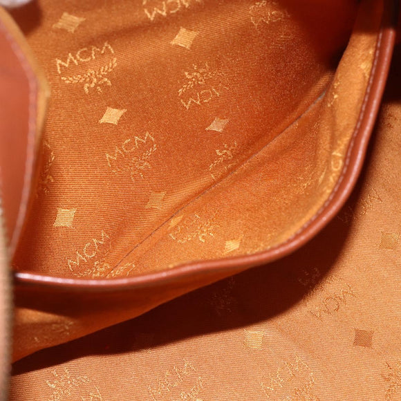 MCM Logogram Vicetos Mini Boston Bag PVC Leather Brown Gold Auth 151771
