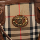 Burberrys Nova Check Hand Bag Canvas 2way Beige Auth 151772-17