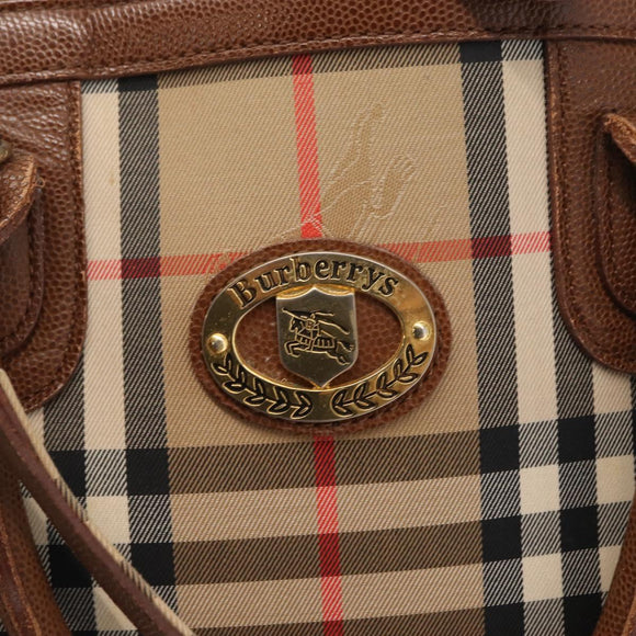 Burberrys Nova Check Hand Bag Canvas 2way Beige Auth 151772