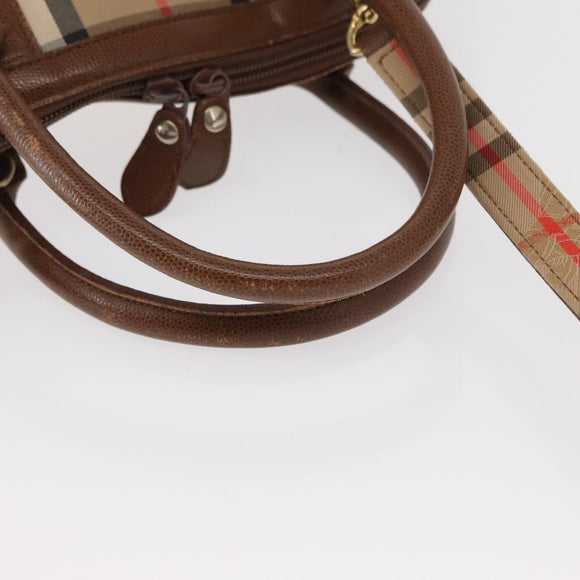 Burberrys Nova Check Hand Bag Canvas 2way Beige Auth 151772