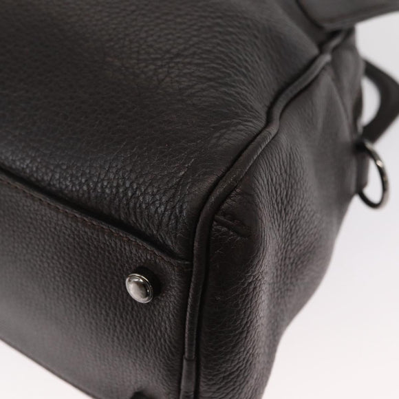 CARTIER Hand Bag Leather Black Auth 151775