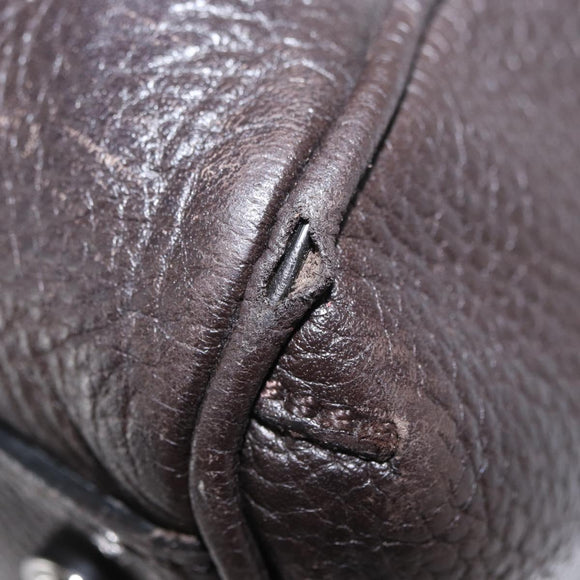 CARTIER Hand Bag Leather Black Auth 151775