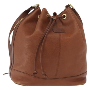 Burberrys Shoulder Bag Leather Brown Gold Auth 151776