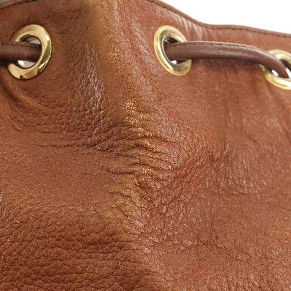 Burberrys Shoulder Bag Leather Brown Gold Auth 151776