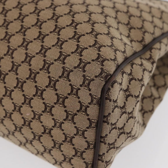 CELINE Macadam Canvas Hand Bag Beige Gold Auth 151779