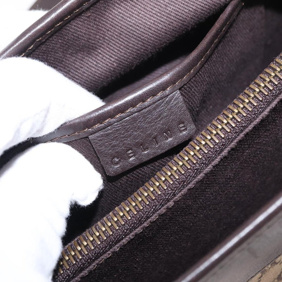 CELINE Macadam Canvas Hand Bag Beige Gold Auth 151779