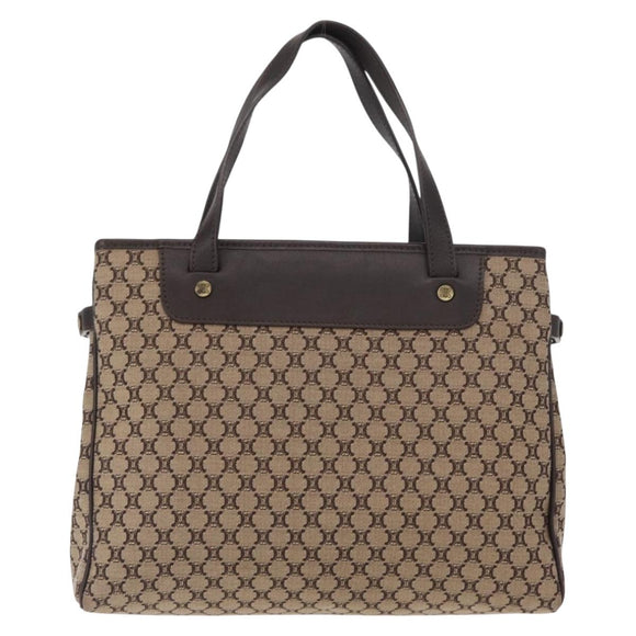CELINE Macadam Canvas Hand Bag Beige Gold Auth 151779