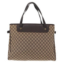 CELINE Macadam Canvas Hand Bag Beige Gold Auth 151779-3