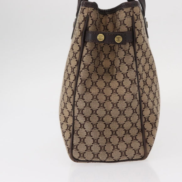 CELINE Macadam Canvas Hand Bag Beige Gold Auth 151779