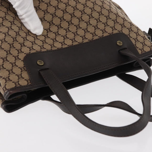 CELINE Macadam Canvas Hand Bag Beige Gold Auth 151779