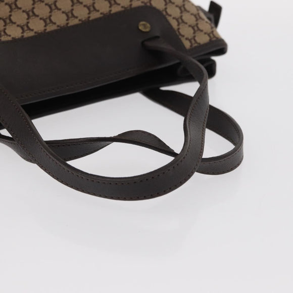 CELINE Macadam Canvas Hand Bag Beige Gold Auth 151779