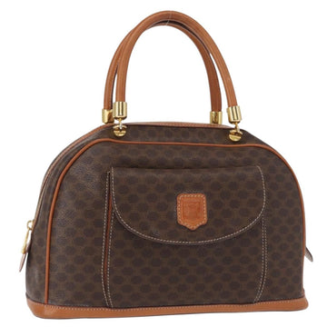 CELINE Macadam Canvas Hand Bag PVC Leather Brown Gold Auth 151782