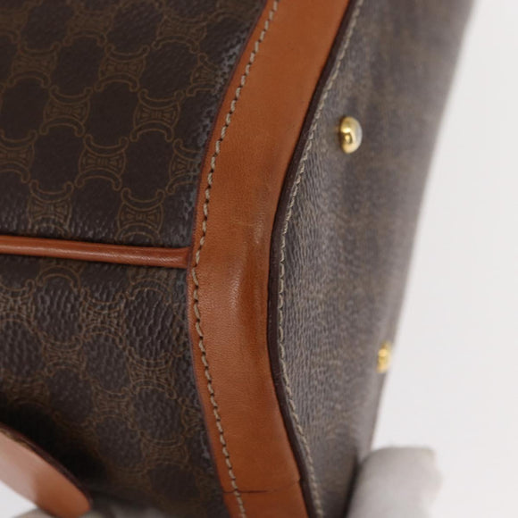 CELINE Macadam Canvas Hand Bag PVC Leather Brown Gold Auth 151782