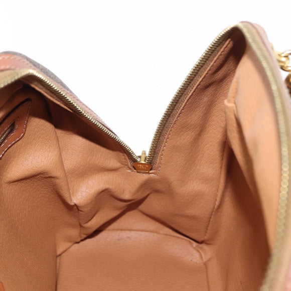 CELINE Macadam Canvas Hand Bag PVC Leather Brown Gold Auth 151782