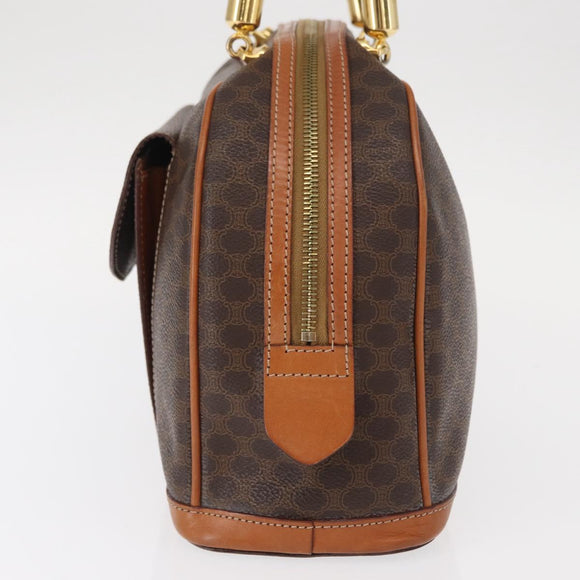 CELINE Macadam Canvas Hand Bag PVC Leather Brown Gold Auth 151782