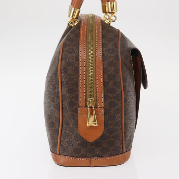 CELINE Macadam Canvas Hand Bag PVC Leather Brown Gold Auth 151782