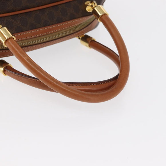 CELINE Macadam Canvas Hand Bag PVC Leather Brown Gold Auth 151782