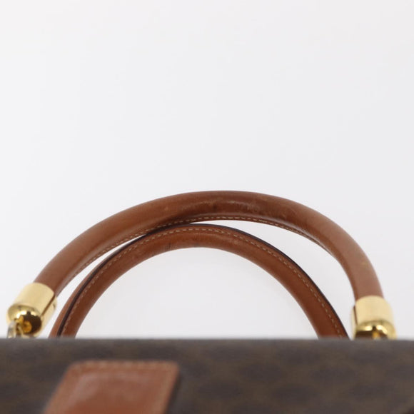 CELINE Macadam Canvas Hand Bag PVC Leather Brown Gold Auth 151782