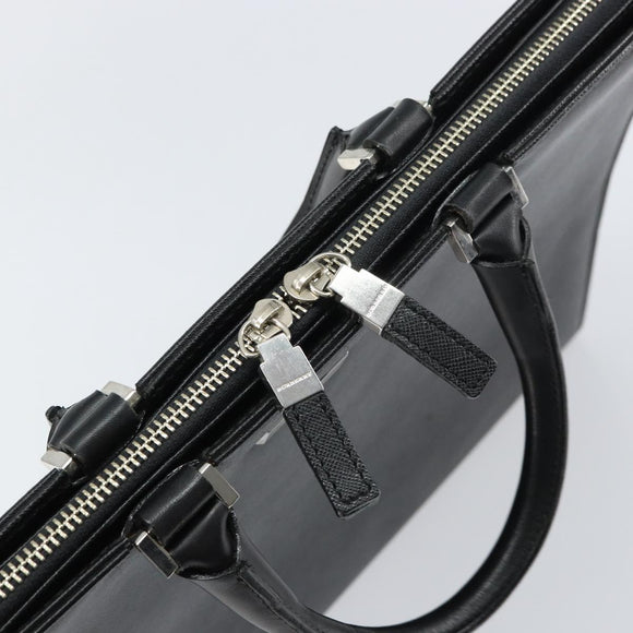 BURBERRY Hand Bag Leather Black Silver Auth 151783