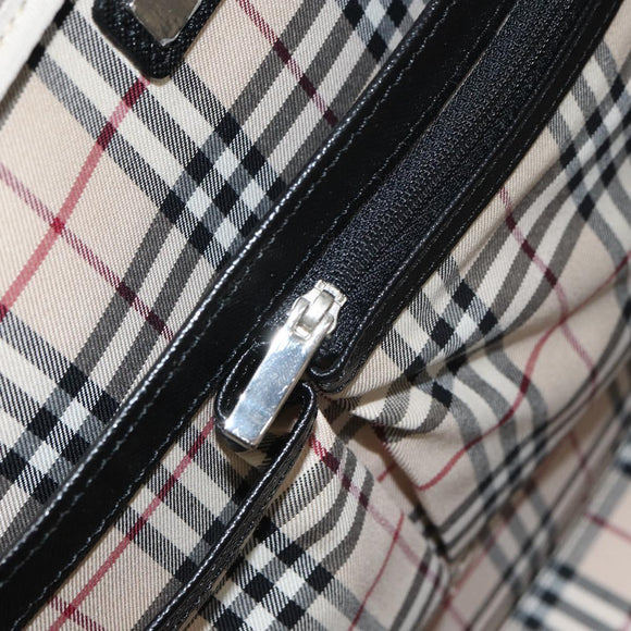 BURBERRY Hand Bag Leather Black Silver Auth 151783