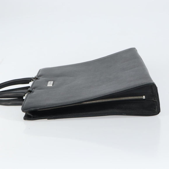 BURBERRY Hand Bag Leather Black Silver Auth 151783
