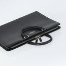 BURBERRY Hand Bag Leather Black Silver Auth 151783-6