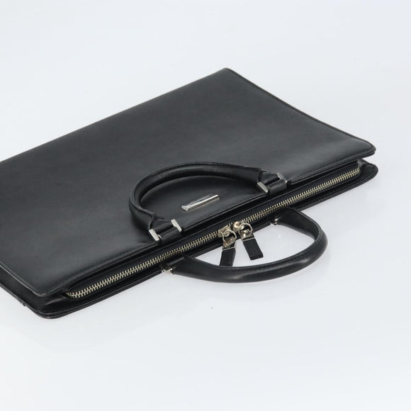 BURBERRY Hand Bag Leather Black Silver Auth 151783