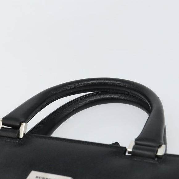 BURBERRY Hand Bag Leather Black Silver Auth 151783