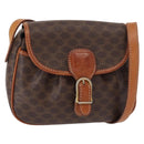 CELINE Macadam Canvas Shoulder Bag PVC Leather Brown Gold Auth 151785-1