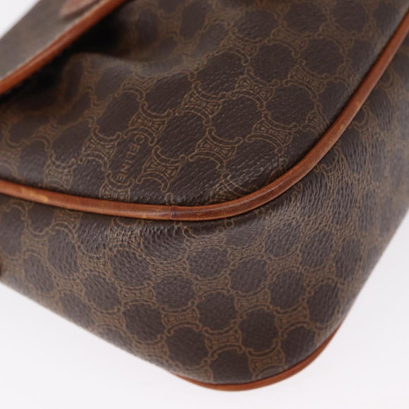 CELINE Macadam Canvas Shoulder Bag PVC Leather Brown Gold Auth 151785