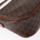 CELINE Macadam Canvas Shoulder Bag PVC Leather Brown Gold Auth 151785-12