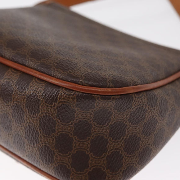 CELINE Macadam Canvas Shoulder Bag PVC Leather Brown Gold Auth 151785