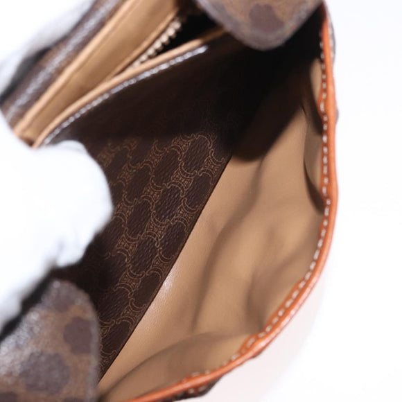 CELINE Macadam Canvas Shoulder Bag PVC Leather Brown Gold Auth 151785