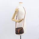 CELINE Macadam Canvas Shoulder Bag PVC Leather Brown Gold Auth 151785-24