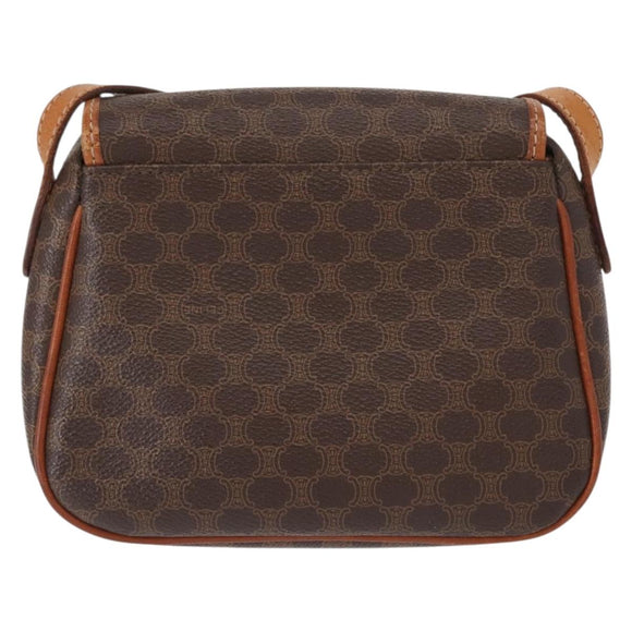 CELINE Macadam Canvas Shoulder Bag PVC Leather Brown Gold Auth 151785