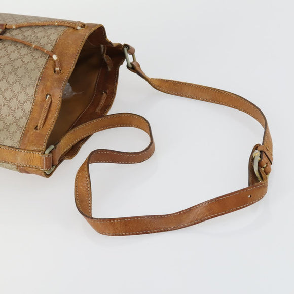 CELINE Macadam Canvas Shoulder Bag PVC 4 Set Beige Brown Navy Auth 151786