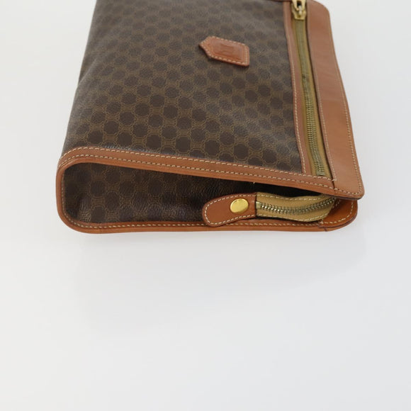 CELINE Macadam Canvas Shoulder Bag PVC 4 Set Beige Brown Navy Auth 151786