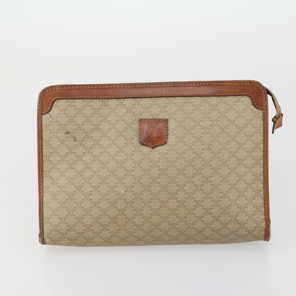 CELINE Macadam Canvas Shoulder Bag PVC 4 Set Beige Brown Navy Auth 151786