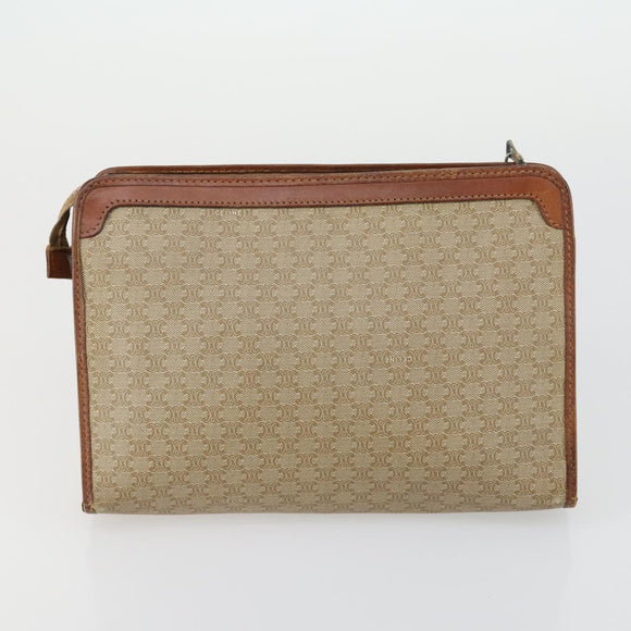 CELINE Macadam Canvas Shoulder Bag PVC 4 Set Beige Brown Navy Auth 151786