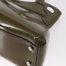 CARTIER Hand Bag Patent leather Khaki Silver Auth 151787-13